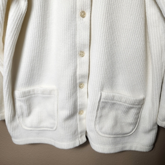 Crossroads Vintage Cream Heavy Fleece Button Front Shirt Jacket Shacket-Size XL - Picture 2 of 6